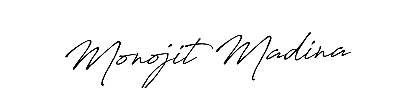 How to make Monojit Madina name signature. Use Antro_Vectra_Bolder style for creating short signs online. This is the latest handwritten sign. Monojit Madina signature style 7 images and pictures png