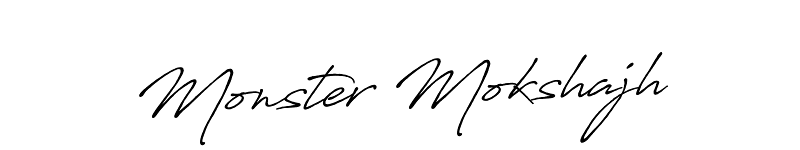 Antro_Vectra_Bolder is a professional signature style that is perfect for those who want to add a touch of class to their signature. It is also a great choice for those who want to make their signature more unique. Get Monster Mokshajh name to fancy signature for free. Monster Mokshajh signature style 7 images and pictures png