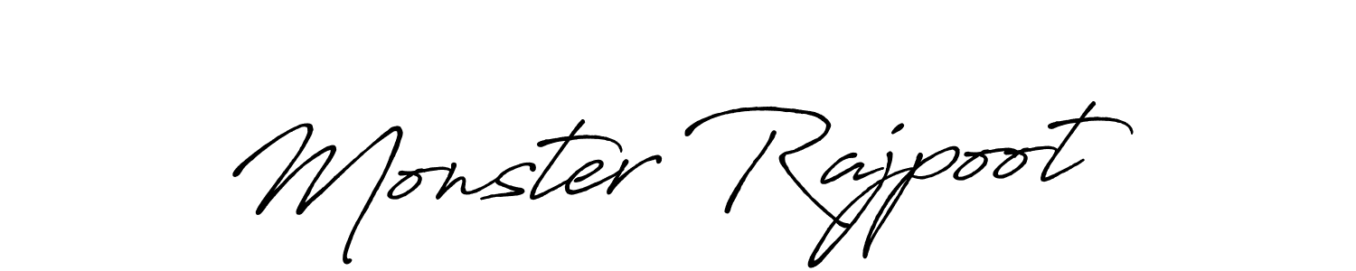 Make a beautiful signature design for name Monster Rajpoot. With this signature (Antro_Vectra_Bolder) style, you can create a handwritten signature for free. Monster Rajpoot signature style 7 images and pictures png