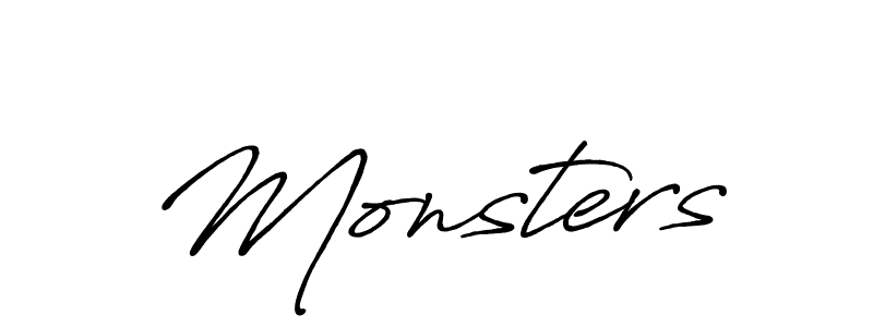Use a signature maker to create a handwritten signature online. With this signature software, you can design (Antro_Vectra_Bolder) your own signature for name Monsters. Monsters signature style 7 images and pictures png
