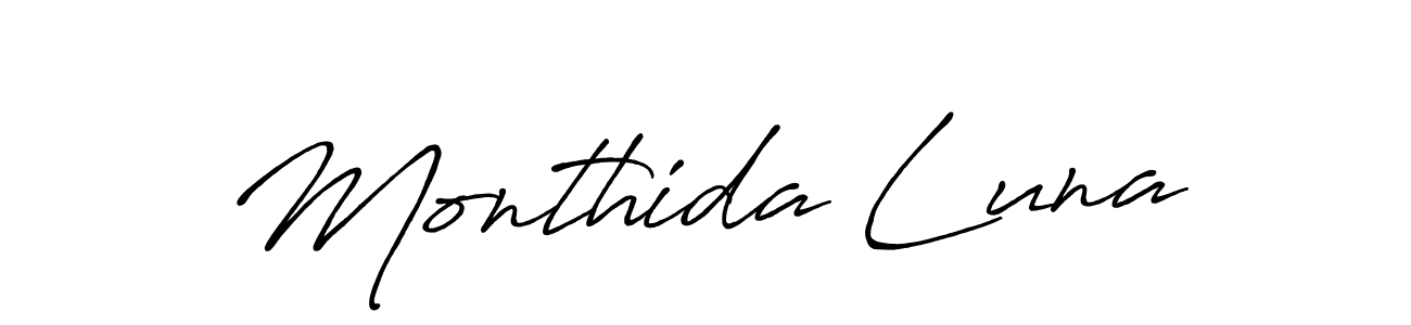 Use a signature maker to create a handwritten signature online. With this signature software, you can design (Antro_Vectra_Bolder) your own signature for name Monthida Luna. Monthida Luna signature style 7 images and pictures png