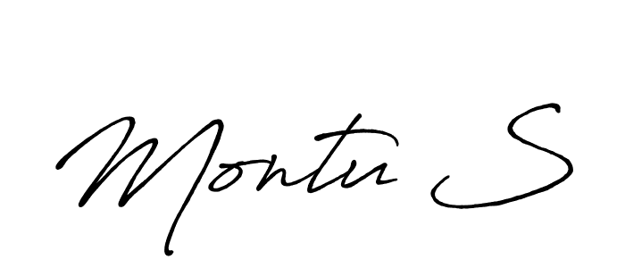 Use a signature maker to create a handwritten signature online. With this signature software, you can design (Antro_Vectra_Bolder) your own signature for name Montu S. Montu S signature style 7 images and pictures png