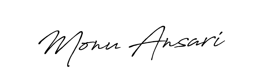 How to make Monu Ansari name signature. Use Antro_Vectra_Bolder style for creating short signs online. This is the latest handwritten sign. Monu Ansari signature style 7 images and pictures png