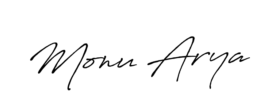 Use a signature maker to create a handwritten signature online. With this signature software, you can design (Antro_Vectra_Bolder) your own signature for name Monu Arya. Monu Arya signature style 7 images and pictures png