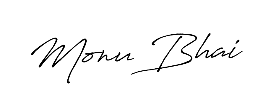 Create a beautiful signature design for name Monu Bhai. With this signature (Antro_Vectra_Bolder) fonts, you can make a handwritten signature for free. Monu Bhai signature style 7 images and pictures png