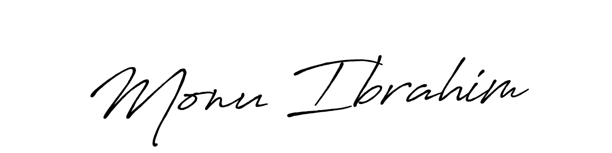 Make a beautiful signature design for name Monu Ibrahim. With this signature (Antro_Vectra_Bolder) style, you can create a handwritten signature for free. Monu Ibrahim signature style 7 images and pictures png