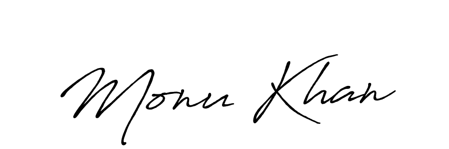 Monu Khan stylish signature style. Best Handwritten Sign (Antro_Vectra_Bolder) for my name. Handwritten Signature Collection Ideas for my name Monu Khan. Monu Khan signature style 7 images and pictures png