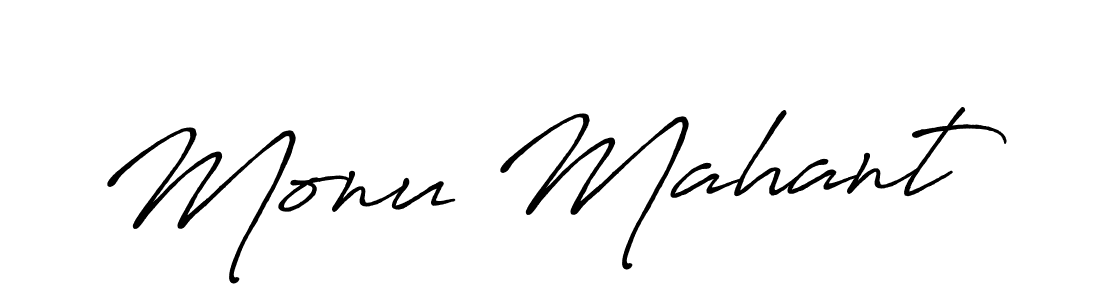Design your own signature with our free online signature maker. With this signature software, you can create a handwritten (Antro_Vectra_Bolder) signature for name Monu Mahant. Monu Mahant signature style 7 images and pictures png