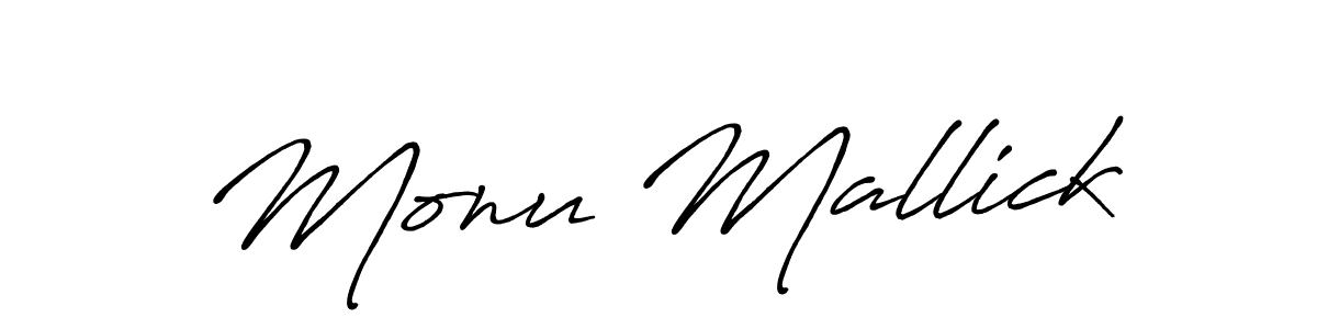Monu Mallick stylish signature style. Best Handwritten Sign (Antro_Vectra_Bolder) for my name. Handwritten Signature Collection Ideas for my name Monu Mallick. Monu Mallick signature style 7 images and pictures png