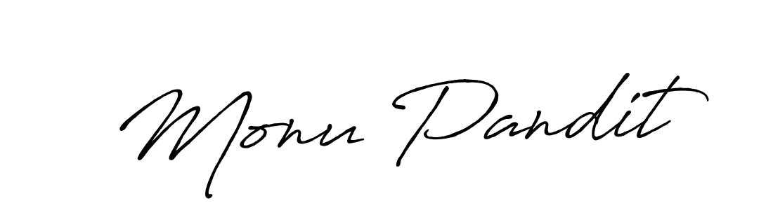 Create a beautiful signature design for name Monu Pandit. With this signature (Antro_Vectra_Bolder) fonts, you can make a handwritten signature for free. Monu Pandit signature style 7 images and pictures png