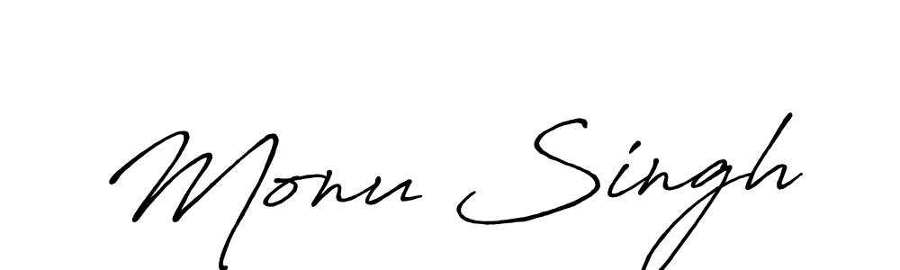 Design your own signature with our free online signature maker. With this signature software, you can create a handwritten (Antro_Vectra_Bolder) signature for name Monu Singh. Monu Singh signature style 7 images and pictures png