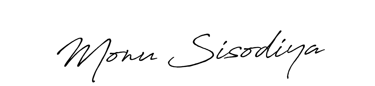 Create a beautiful signature design for name Monu Sisodiya. With this signature (Antro_Vectra_Bolder) fonts, you can make a handwritten signature for free. Monu Sisodiya signature style 7 images and pictures png