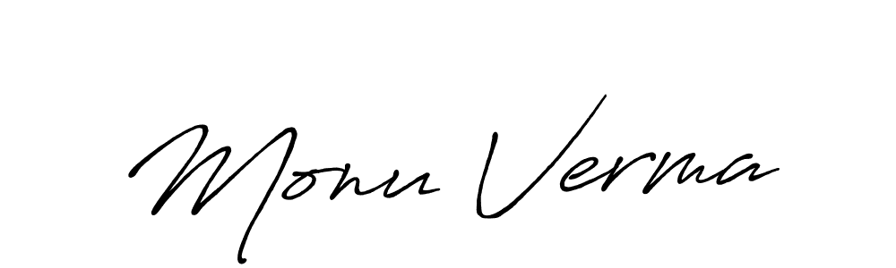 How to make Monu Verma name signature. Use Antro_Vectra_Bolder style for creating short signs online. This is the latest handwritten sign. Monu Verma signature style 7 images and pictures png