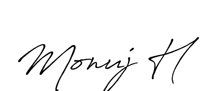 Monuj H stylish signature style. Best Handwritten Sign (Antro_Vectra_Bolder) for my name. Handwritten Signature Collection Ideas for my name Monuj H. Monuj H signature style 7 images and pictures png