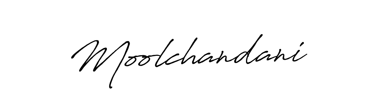 Use a signature maker to create a handwritten signature online. With this signature software, you can design (Antro_Vectra_Bolder) your own signature for name Moolchandani. Moolchandani signature style 7 images and pictures png