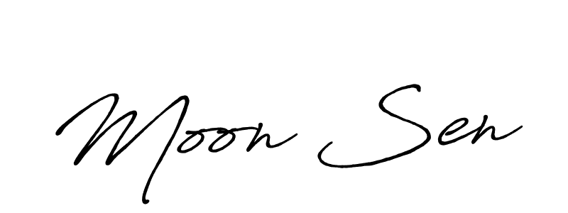 Make a beautiful signature design for name Moon Sen. With this signature (Antro_Vectra_Bolder) style, you can create a handwritten signature for free. Moon Sen signature style 7 images and pictures png