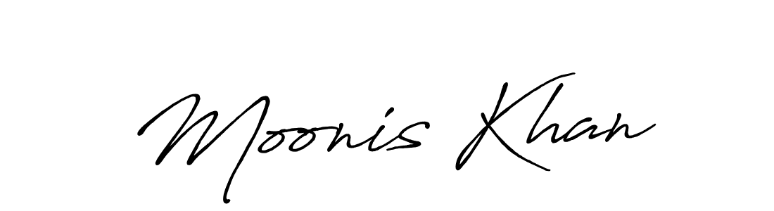 Design your own signature with our free online signature maker. With this signature software, you can create a handwritten (Antro_Vectra_Bolder) signature for name Moonis Khan. Moonis Khan signature style 7 images and pictures png