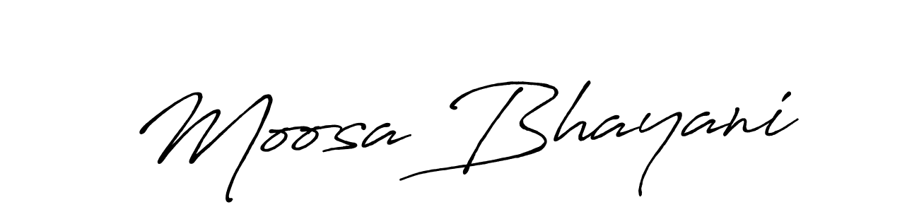 Antro_Vectra_Bolder is a professional signature style that is perfect for those who want to add a touch of class to their signature. It is also a great choice for those who want to make their signature more unique. Get Moosa Bhayani name to fancy signature for free. Moosa Bhayani signature style 7 images and pictures png