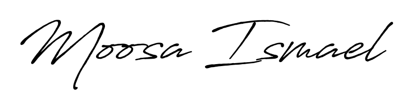An effortless, minimalist signature concept for Moosa Ismael using Antro_Vectra_Bolder design. Clean lines that look great on any document. Moosa Ismael signature style 7 images and pictures png
