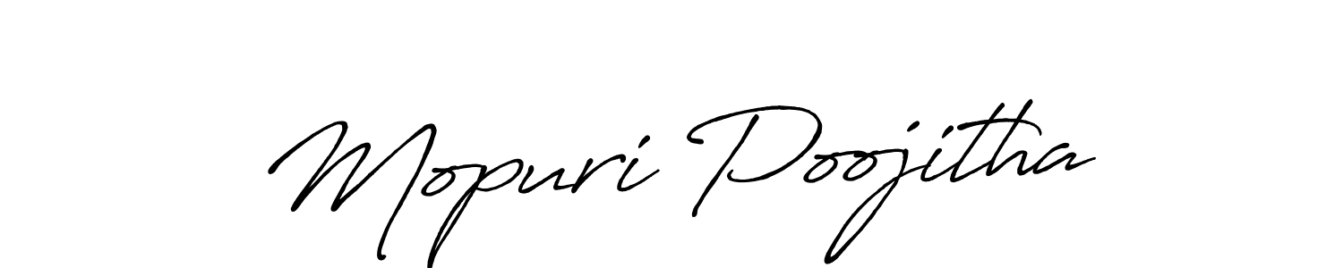 Use a signature maker to create a handwritten signature online. With this signature software, you can design (Antro_Vectra_Bolder) your own signature for name Mopuri Poojitha. Mopuri Poojitha signature style 7 images and pictures png