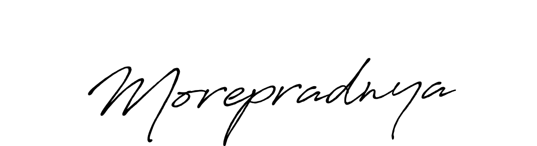 Make a beautiful signature design for name Morepradnya. With this signature (Antro_Vectra_Bolder) style, you can create a handwritten signature for free. Morepradnya signature style 7 images and pictures png