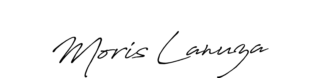 Design your own signature with our free online signature maker. With this signature software, you can create a handwritten (Antro_Vectra_Bolder) signature for name Moris Lanuza. Moris Lanuza signature style 7 images and pictures png