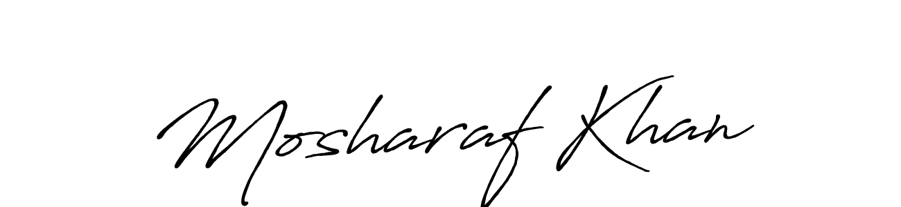 Make a beautiful signature design for name Mosharaf Khan. With this signature (Antro_Vectra_Bolder) style, you can create a handwritten signature for free. Mosharaf Khan signature style 7 images and pictures png