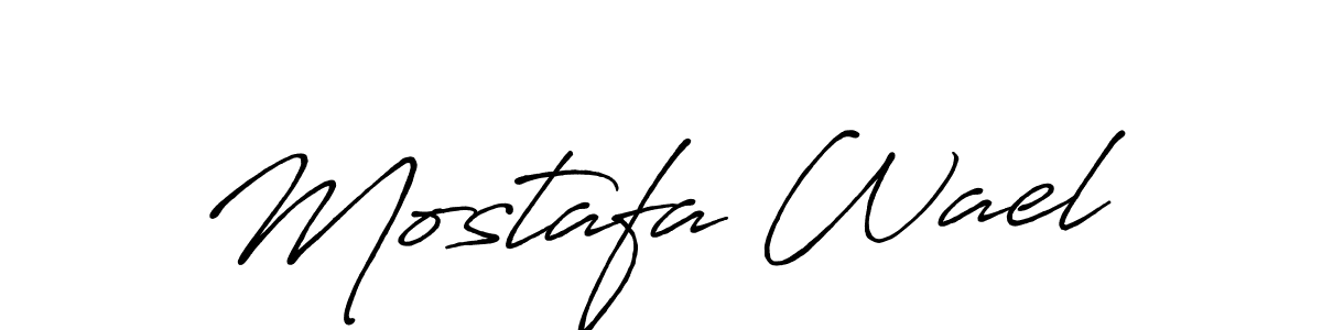 How to make Mostafa Wael name signature. Use Antro_Vectra_Bolder style for creating short signs online. This is the latest handwritten sign. Mostafa Wael signature style 7 images and pictures png