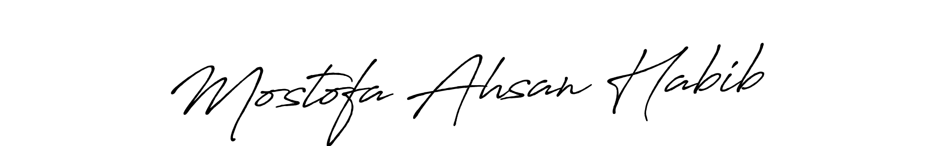 Antro_Vectra_Bolder is a professional signature style that is perfect for those who want to add a touch of class to their signature. It is also a great choice for those who want to make their signature more unique. Get Mostofa Ahsan Habib name to fancy signature for free. Mostofa Ahsan Habib signature style 7 images and pictures png