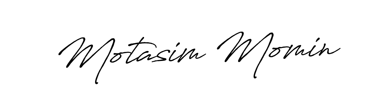 Create a beautiful signature design for name Motasim Momin. With this signature (Antro_Vectra_Bolder) fonts, you can make a handwritten signature for free. Motasim Momin signature style 7 images and pictures png