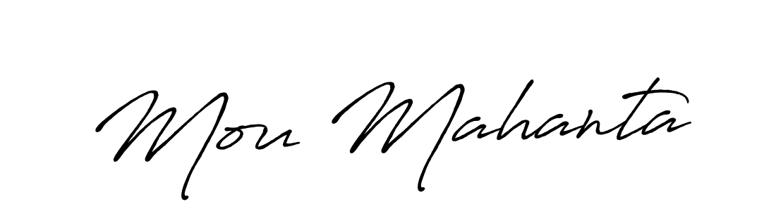 How to make Mou Mahanta name signature. Use Antro_Vectra_Bolder style for creating short signs online. This is the latest handwritten sign. Mou Mahanta signature style 7 images and pictures png