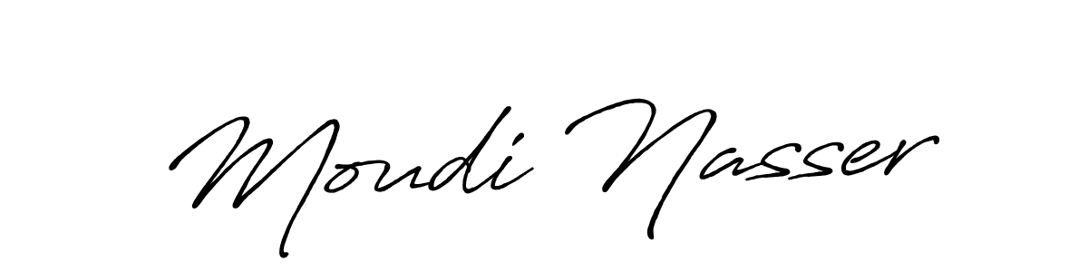 Create a beautiful signature design for name Moudi Nasser. With this signature (Antro_Vectra_Bolder) fonts, you can make a handwritten signature for free. Moudi Nasser signature style 7 images and pictures png