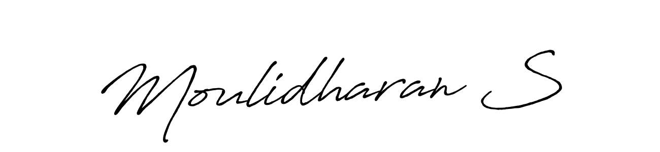 Create a beautiful signature design for name Moulidharan S. With this signature (Antro_Vectra_Bolder) fonts, you can make a handwritten signature for free. Moulidharan S signature style 7 images and pictures png