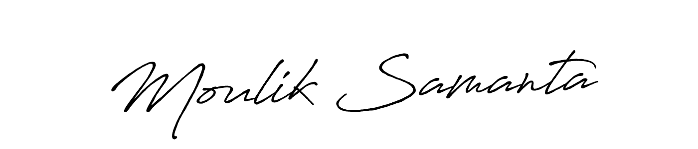 How to make Moulik Samanta name signature. Use Antro_Vectra_Bolder style for creating short signs online. This is the latest handwritten sign. Moulik Samanta signature style 7 images and pictures png