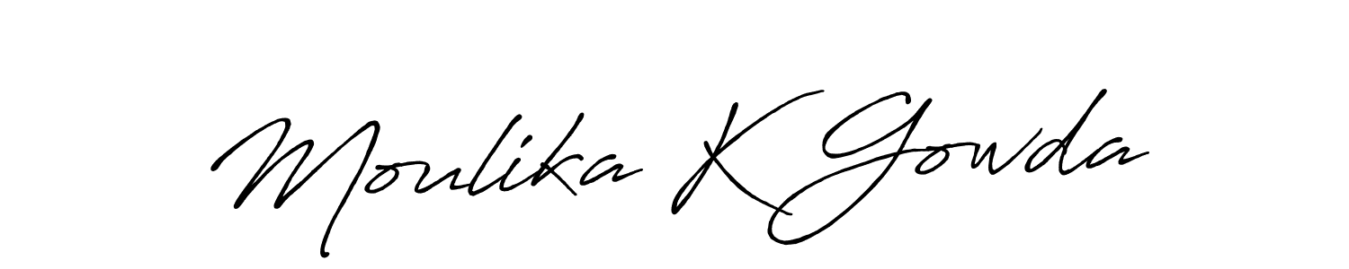 Make a beautiful signature design for name Moulika K Gowda. With this signature (Antro_Vectra_Bolder) style, you can create a handwritten signature for free. Moulika K Gowda signature style 7 images and pictures png