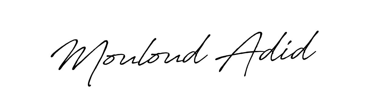 Antro_Vectra_Bolder is a professional signature style that is perfect for those who want to add a touch of class to their signature. It is also a great choice for those who want to make their signature more unique. Get Mouloud Adid name to fancy signature for free. Mouloud Adid signature style 7 images and pictures png