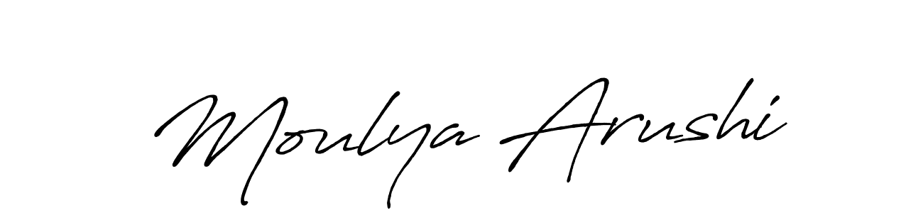 if you are searching for the best signature style for your name Moulya Arushi. so please give up your signature search. here we have designed multiple signature styles  using Antro_Vectra_Bolder. Moulya Arushi signature style 7 images and pictures png