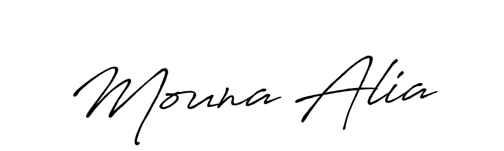 Mouna Alia stylish signature style. Best Handwritten Sign (Antro_Vectra_Bolder) for my name. Handwritten Signature Collection Ideas for my name Mouna Alia. Mouna Alia signature style 7 images and pictures png