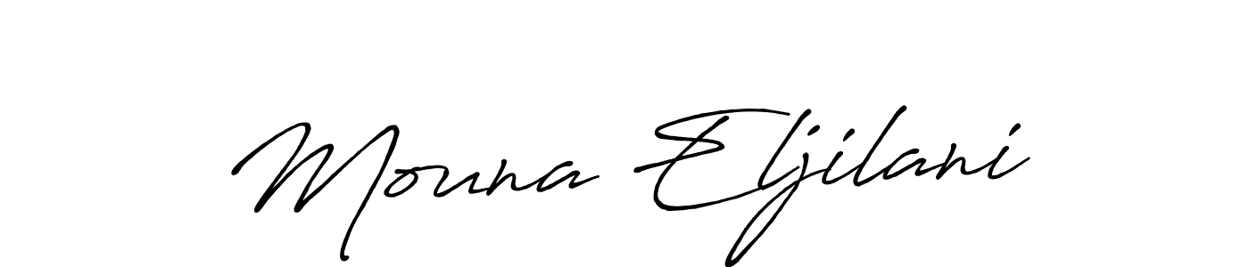 How to make Mouna Eljilani name signature. Use Antro_Vectra_Bolder style for creating short signs online. This is the latest handwritten sign. Mouna Eljilani signature style 7 images and pictures png