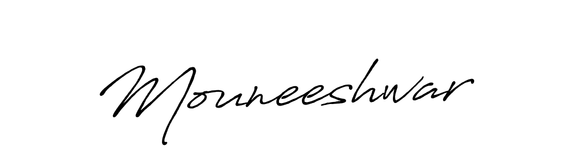 How to make Mouneeshwar name signature. Use Antro_Vectra_Bolder style for creating short signs online. This is the latest handwritten sign. Mouneeshwar signature style 7 images and pictures png