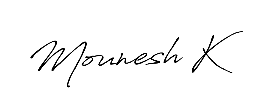 Mounesh K stylish signature style. Best Handwritten Sign (Antro_Vectra_Bolder) for my name. Handwritten Signature Collection Ideas for my name Mounesh K. Mounesh K signature style 7 images and pictures png