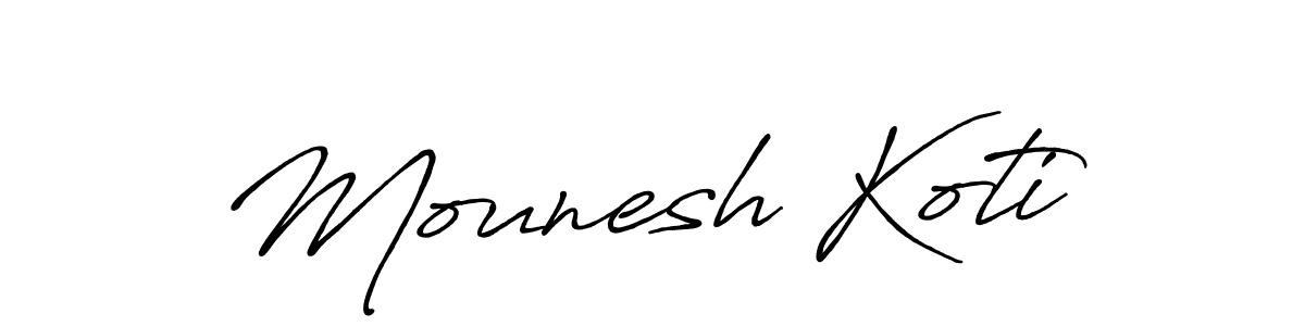 How to make Mounesh Koti name signature. Use Antro_Vectra_Bolder style for creating short signs online. This is the latest handwritten sign. Mounesh Koti signature style 7 images and pictures png