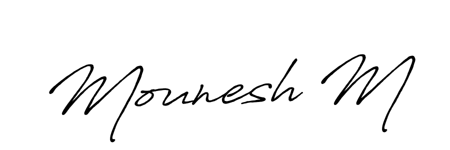 Also You can easily find your signature by using the search form. We will create Mounesh M name handwritten signature images for you free of cost using Antro_Vectra_Bolder sign style. Mounesh M signature style 7 images and pictures png