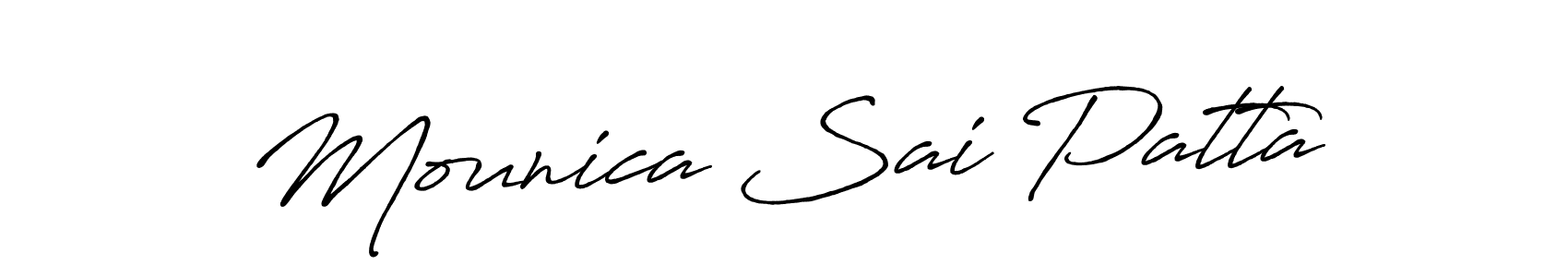 The best way (Antro_Vectra_Bolder) to make a short signature is to pick only two or three words in your name. The name Mounica Sai Patta include a total of six letters. For converting this name. Mounica Sai Patta signature style 7 images and pictures png