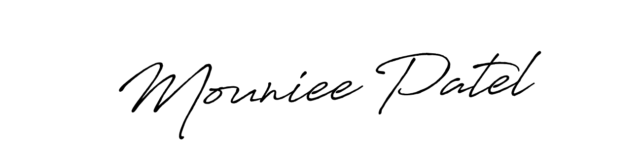 if you are searching for the best signature style for your name Mouniee Patel. so please give up your signature search. here we have designed multiple signature styles  using Antro_Vectra_Bolder. Mouniee Patel signature style 7 images and pictures png