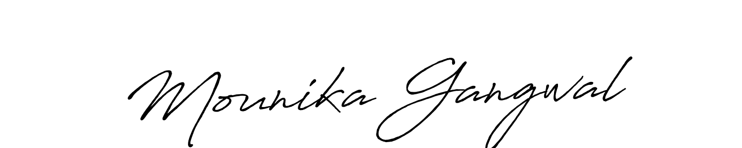 How to make Mounika Gangwal signature? Antro_Vectra_Bolder is a professional autograph style. Create handwritten signature for Mounika Gangwal name. Mounika Gangwal signature style 7 images and pictures png