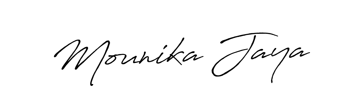 Mounika Jaya stylish signature style. Best Handwritten Sign (Antro_Vectra_Bolder) for my name. Handwritten Signature Collection Ideas for my name Mounika Jaya. Mounika Jaya signature style 7 images and pictures png