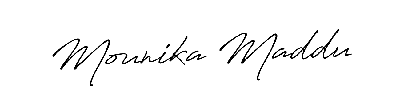 It looks lik you need a new signature style for name Mounika Maddu. Design unique handwritten (Antro_Vectra_Bolder) signature with our free signature maker in just a few clicks. Mounika Maddu signature style 7 images and pictures png