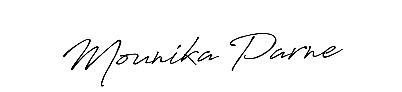 Make a beautiful signature design for name Mounika Parne. Use this online signature maker to create a handwritten signature for free. Mounika Parne signature style 7 images and pictures png