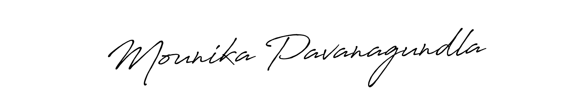 Create a beautiful signature design for name Mounika Pavanagundla. With this signature (Antro_Vectra_Bolder) fonts, you can make a handwritten signature for free. Mounika Pavanagundla signature style 7 images and pictures png